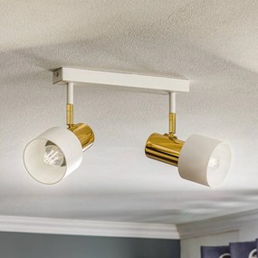 Argon Faretto da soffitto Destin, 2 luci, bianco/ottone