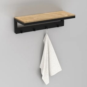Porta asciugamani da parete con ripiano 10x40 cm nero
