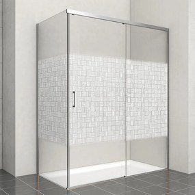 Porta doccia scorrevole Jazz, L 158-159.5 cm x H 200 cm x SP 6 mm, profilo cromo, vetro smerigliato