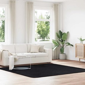 Tappeto Shaggy A Pelo Lungo Navarra Nero 240x240 Cm Poliestere /
