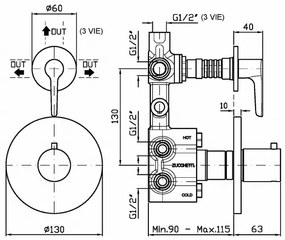 Miscelatore Termostarico Con Deviatore 2 E 3 Vie Cromo Senza Parte Incasso Medameda ZMM646 Zucchetti