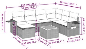 Set Divani da Giardino con Cuscini 8 pz Nero in Polyrattan