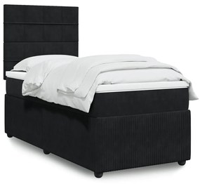 Giroletto A Molle Con Materasso Nero 90x200 Cm İn Velluto /