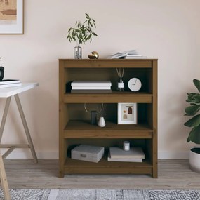 Libreria Marrone Ambra 80x35x97 Cm İn Legno Massello Di Pino /