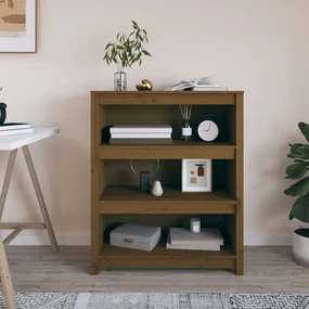 Libreria Marrone Ambra 80x35x97 Cm İn Legno Massello Di Pino /