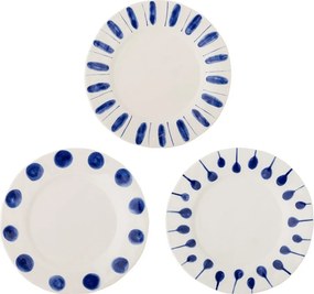 Set di piatti bianchi/blu in gres 3 pz ø 28 cm Linora – Bloomingville