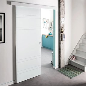 Porta scorrevole reversibile ERIS in mdf bianco, L 70 x H 210 cm, con binario Silver