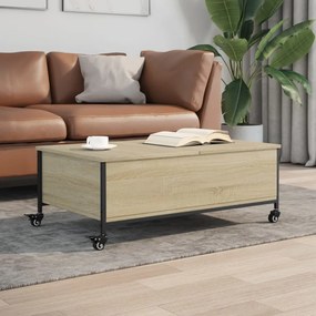 Tavolino Con Ruote Rovere Sonoma 91x55x34 Cm Legno Multistrato /