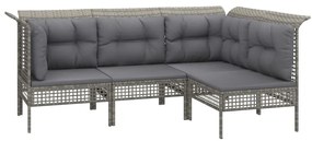 Set divani da giardino 7 pz con cuscini in polyrattan grigio