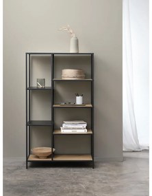 Libreria nera/di colore naturale effetto rovere 80x146x35 cm Altino – Unique Furniture