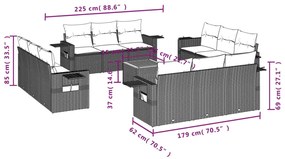Set divano da giardino 13 pz con cuscini beige misto polyrattan