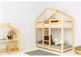 Letto da bambini a forma di casa/a castello di colore naturale con rete inclusa 80x160 cm DMPN – Adeko