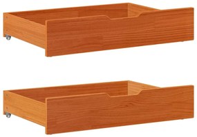 Cassettoni Per Letto 2pz Marrone Cera 85x55x16 Cm Legno Di Pino /