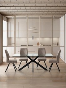 Set di 2 sedie da pranzo in velluto a coste grigio chiaro Anibal - Marckeric