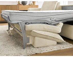 Divano angolare color crema allungabile (con composizione variabile) con rivestimento in velluto a coste Augustin – Bobochic Paris