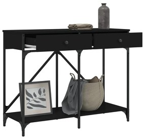 Tavolino consolle nero 100x39x78,5 cm in legno multistrato
