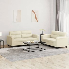 Set Di Divani 2 Pz Con Cuscini Crema İn Similpelle /