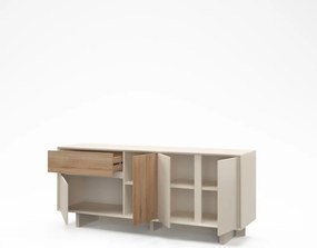 Cassettiera beige/di colore naturale con effetto rovere 180x76x45 cm Carpi – Marckeric