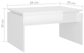 Tavolino da Salotto Bianco Lucido 68x50x38 cm Legno Multistrato