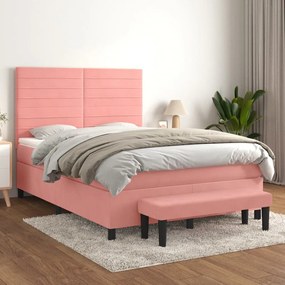 Giroletto A Molle Con Materasso Rosa 140x190 Cm İn Velluto /