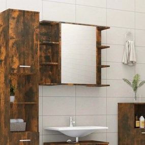 Mobile bagno specchio rovere fumo 80x20,5x64 legno multistrato