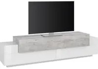 Mobile Porta Tv Moderno 200x45x51,5cm - CELESTIA Colore: bianco laccato lucido/cemento