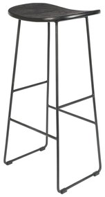Sedia da bar nera in teak massiccio (altezza della seduta 76 cm) Tangle – White Label