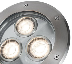 Faretto da terra moderno in acciaio 3 luci IP65 - Tribus