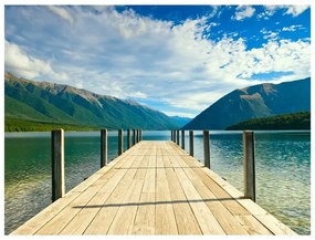 Fotomurale Pontile sul lago tra le montagne