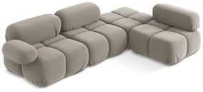 Divano angolare componibile beige (con penisola a destra) con rivestimento in velluto Lokua – Makamii