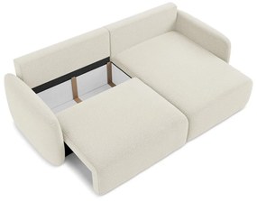 Divano angolare color crema allungabile/con contenitore (con penisola a destra) Kalena – Makamii