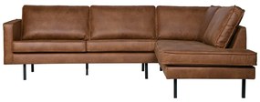 Divano angolare marrone (con penisola a destra/a L) con rivestimento in finta pelle Rodeo – WOOOD