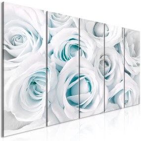 Quadro Satin Rose (5 Parts) Narrow Turquoise  Colore Bianco, Dimensioni e Misure 225x90