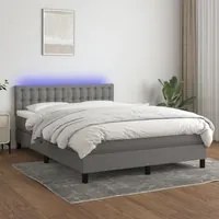 Letto a Molle Materasso e LED Grigio Scuro 140x190cm in Tessuto 3133470