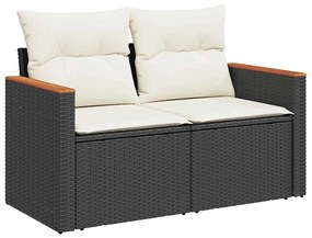 Set divani da giardino con cuscini 7pz nero polyrattan