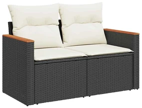 Set divani da giardino con cuscini 7pz nero polyrattan