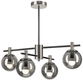 Lampadario a sospensione con supporto rigido LILOU 4xE14/5W/230V cromo opaco/fumé