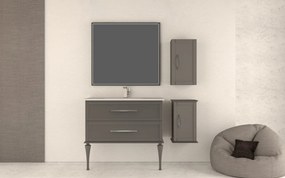 Mobile da bagno sospeso sotto lavabo L 100 x H 55 x P 46 cm grigio laccato opaco, 2 cassetti BADEN HAUS TIFFANY