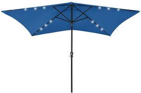 Ombrellone A Sbalzo Con Palo İn Acciaio E Led Azzurro 2x3 M /