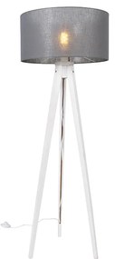 Lampada da terra a treppiede moderna bianca con paralume grigio 50 cm - Tripod Classic