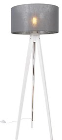 Lampada da terra treppiede bianca paralume grigio 50 cm - TRIPOD CLASSIC
