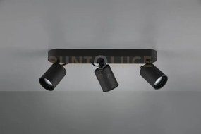 Pago barra 3 spots cilindri metallo nero l. 41cm 3 luci attacco gu10
