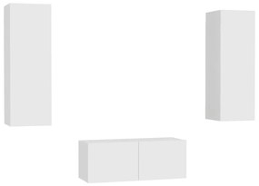 Set Mobili Porta TV 3 pz Bianco in Legno Multistrato
