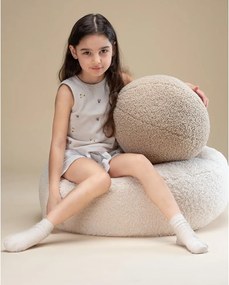 Pouf a sacco per bambini color crema con rivestimento in bouclé Round – Wigiwama