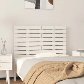 Testiera Da Parete Bianca 81x3x63 Cm İn Legno Massello Di Pino /