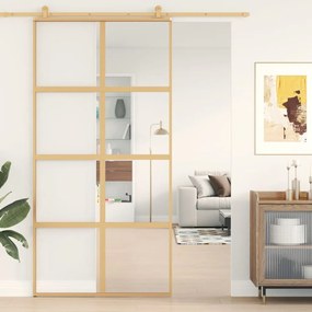 Porta Scorrevole Oro 102,5x205 Vetro Trasparente Esg Alluminio /