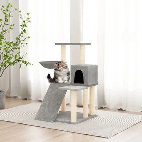 Albero Per Gatti Con Tiragraffi İn Sisal Grigio Chiaro 82 Cm /