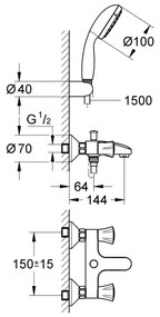 GROHE 2546010A - Miscelatore vasca COSTA L DN 15, cromo lucido