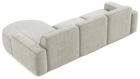 Divano angolare color crema (con penisola a destra/con chaise lounge) con rivestimento in ciniglia Omao – Makamii