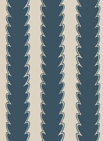 Josephine Munsey Carta da parati Scallop Stripe - Beakster Blue/ Edge Sand